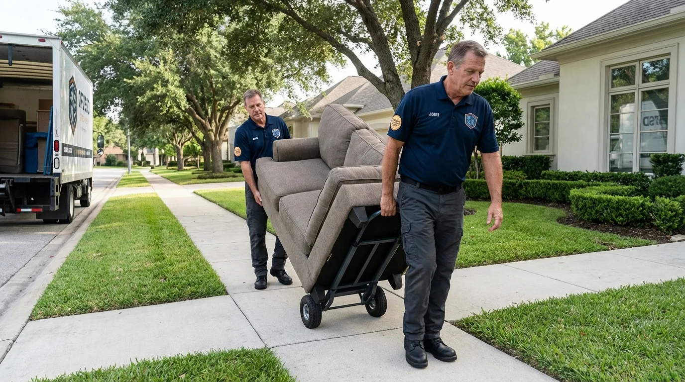 Local residential moving crew loading furniture in New Haven, MI